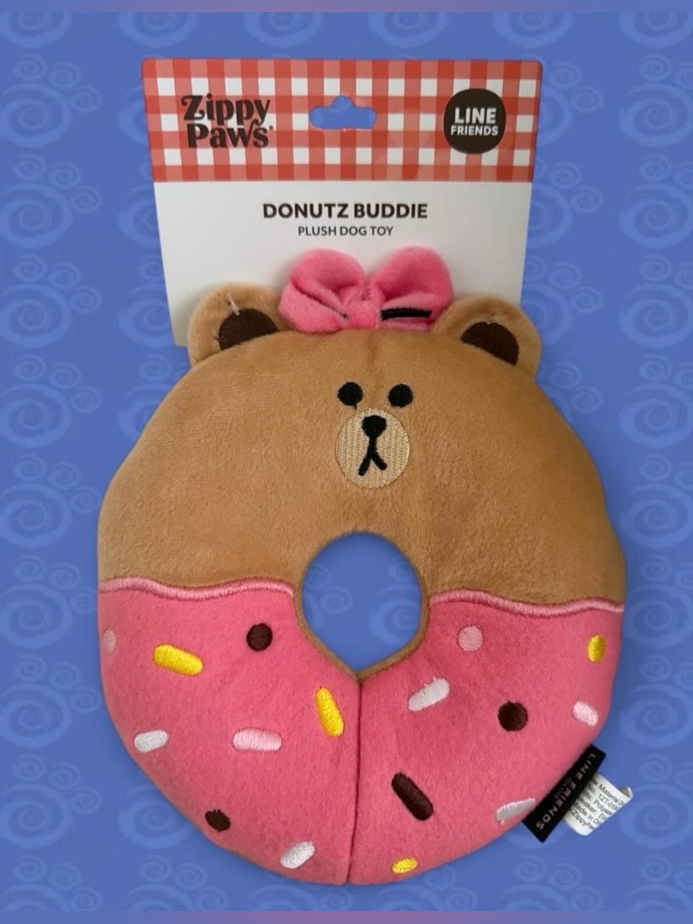 Zippy Paws Donutz Buddie Brown Bear Choco Plush Dog Toy Line Friends